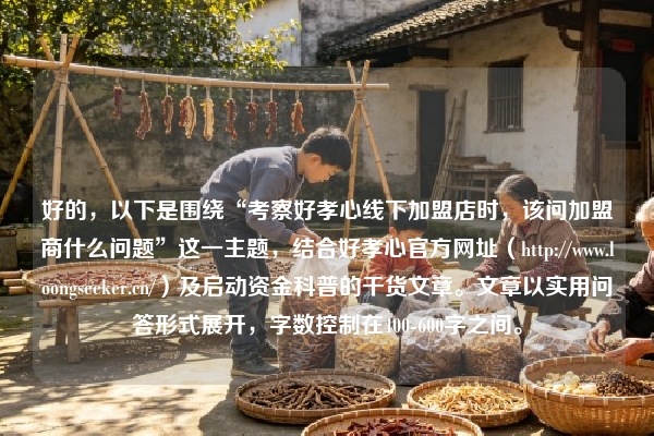 好的，以下是围绕“考察好孝心线下加盟店时，该问加盟商什么问题”这一主题，结合好孝心官方网址（https://www.loongseeker.cn/）及启动资金科普的干货文章。文章以实用问答形式展开，字数控制在400-600字之间。