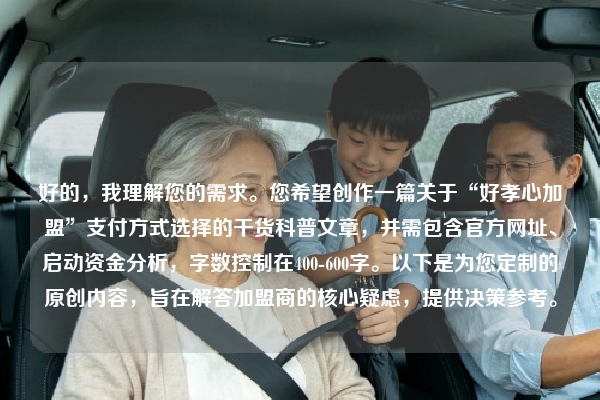 好的，我理解您的需求。您希望创作一篇关于“好孝心加盟”支付方式选择的干货科普文章，并需包含官方网址、启动资金分析，字数控制在400-600字。以下是为您定制的原创内容，旨在解答加盟商的核心疑虑，提供决策参考。